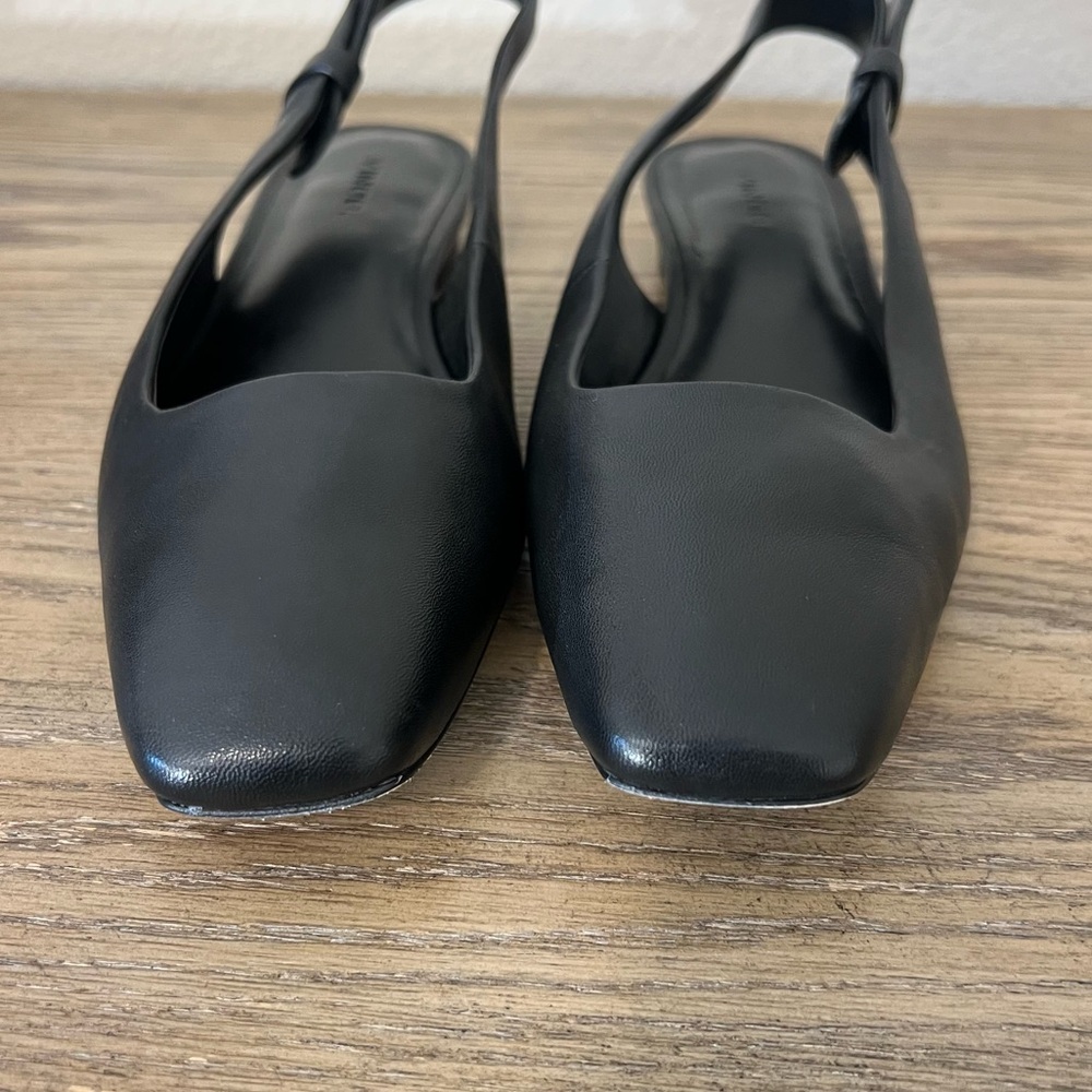 Vince Vida Slingback black soft leather flat square toe sz 8.5 - Picture 8 of 12